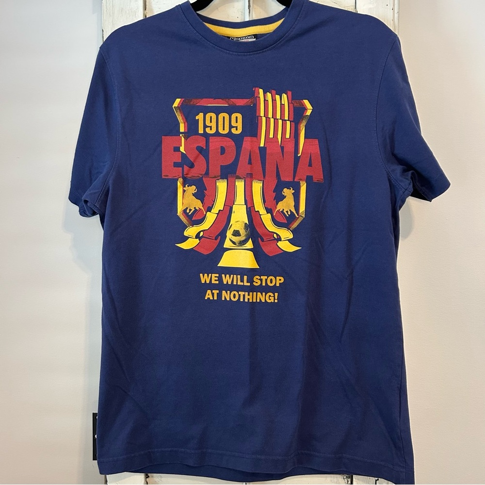 Kappa Espana 🇪🇸 football short sleeve shirt size large blue with red/yellow
